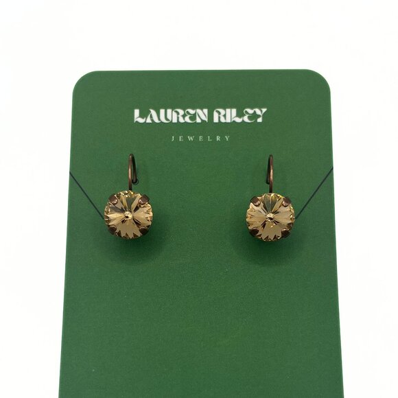 Handcrafted Light Brown/Dark Champagne Swarovski Crystal Drop Earrings - Copper - Picture 1 of 4